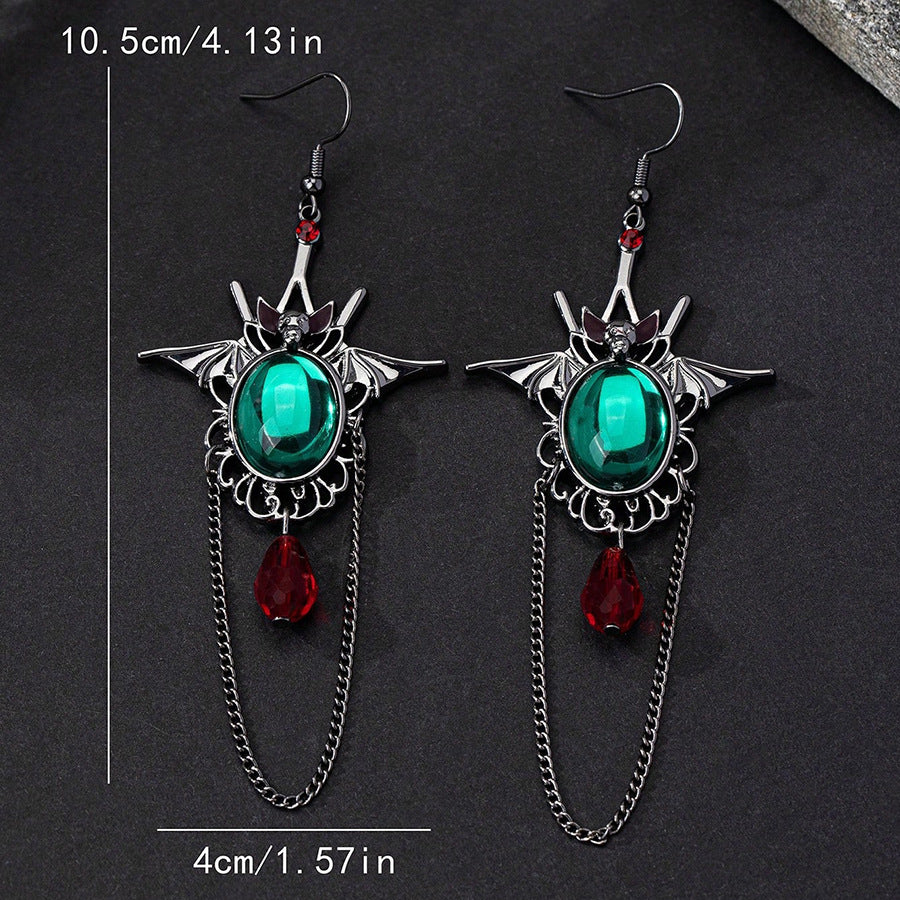 Wholesale Simple Bat Tassel Diamond Earrings Three-dimensional Hollow Gothic Ear Hook Vintage Holiday Earrings